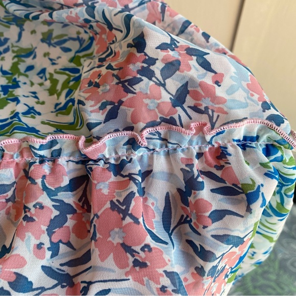 Bonnie Jean Pink and Blue Floral Kids Casual Dress - Picture 4 of 10